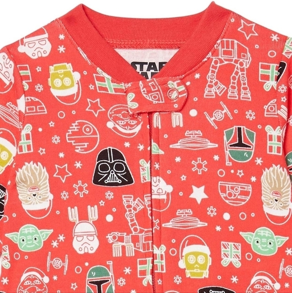 Amazon Essentials Red Star Wars Holiday Christmas Toddler Footie Pyjamas Siz 18M - Picture 2 of 7